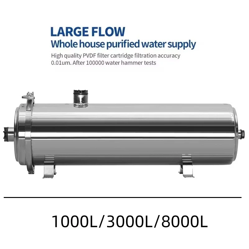 Filtre à eau UF en acier inoxydable 304 pour toute la maison, système d'ultrafiltration PVDF réutilisable pour l'eau du robinet domestique et commercial
