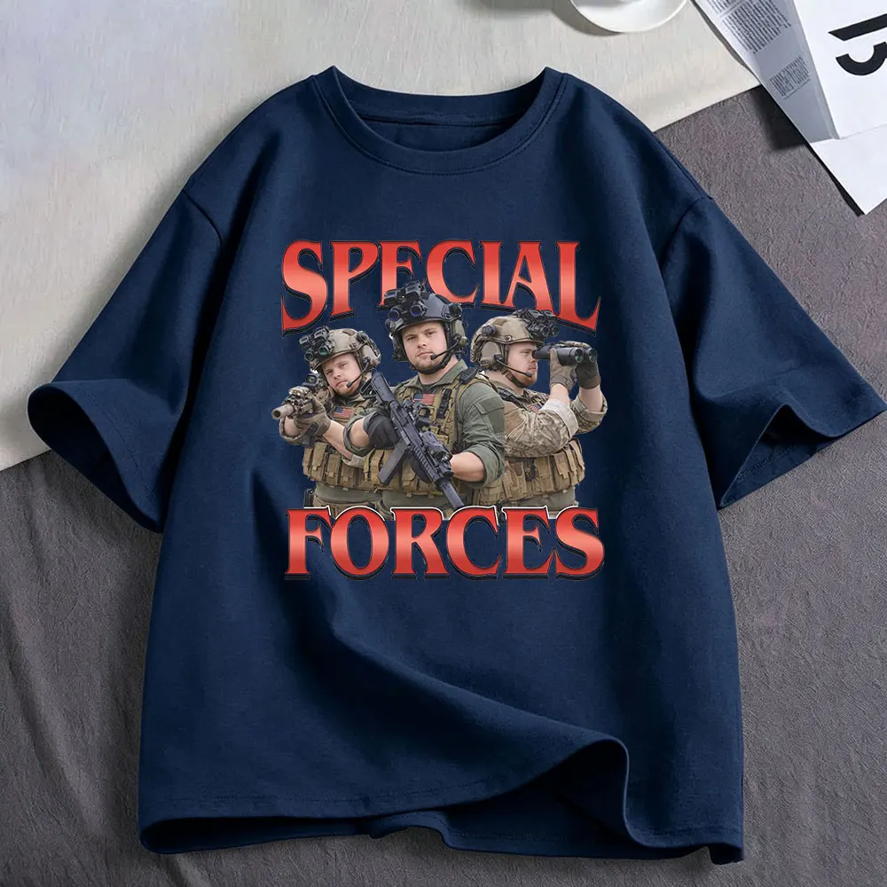 Special Forces Funny Meme Graphic T Shirt Military Lovers Gift Men's Women Fashion Cotton Casual Oversized Short Sleeve T-shirts