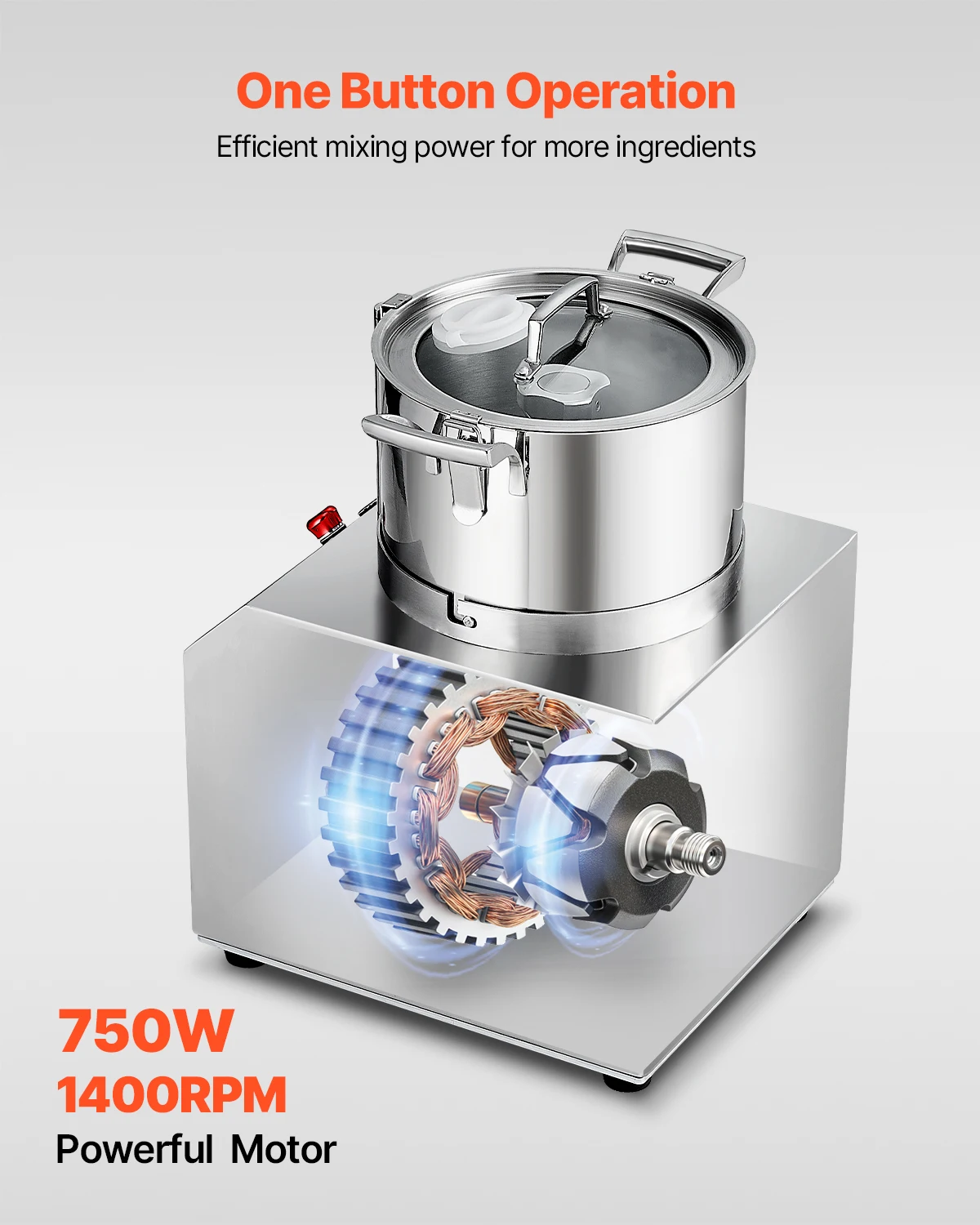 SucceBuy 6 10 15L フードプロセッサー & ベジタブルチョッパー 食品グレードのステンレス鋼フードプロセッサーチョッパー、追加のS字型ブレード2個付き