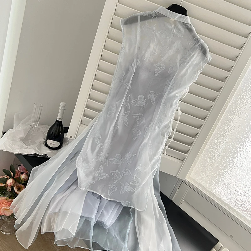 Nowa chińska stylowa sukienka Retro letnia nowa szykowny Design długa sukienka sukienka z charakterem mody