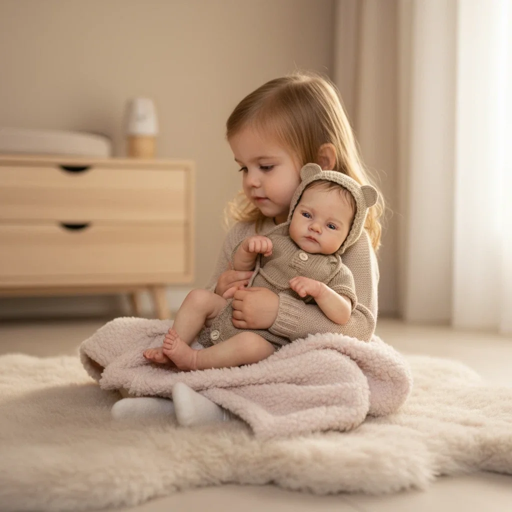 Lalka Reborn Lily, ręcznie robiona, 18 cali, skóra 3D z wieloma warstwami malowania, kolekcjonerska, realistyczna lalka artystyczna z włosami wszczepianymi ręcznie.