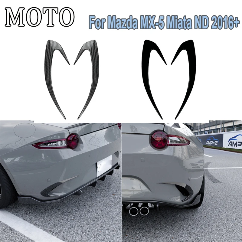 Gloss Black Car Rear Bumper Cover Tail Side Wind Knife ABS Trim Blade Trim 2016+ For Mazda MX-5 Miata ND 2017 2018 2019 2020