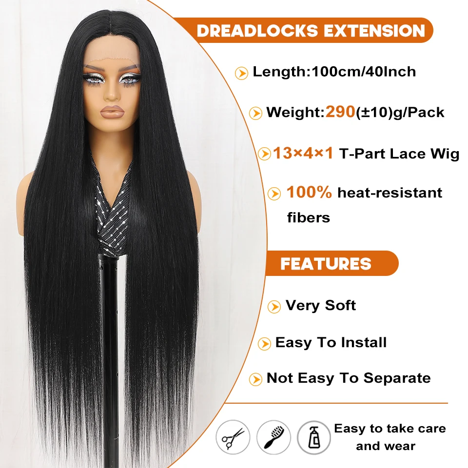 40Inch T-Part Synthetic Lace Front Wig 13x4x1 Long Straight Cosplay Lace Wigs Heat-resistant Fiber Ombre Ginger Lace Frontal Wig