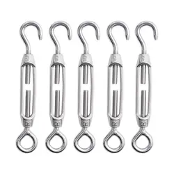 1/5pcs M4 Stainless Steel Adjust Chain Rigging Hooks & Eye Turnbuckle Wire Rope Tension Device Line Oc Type Wire Rope Tension