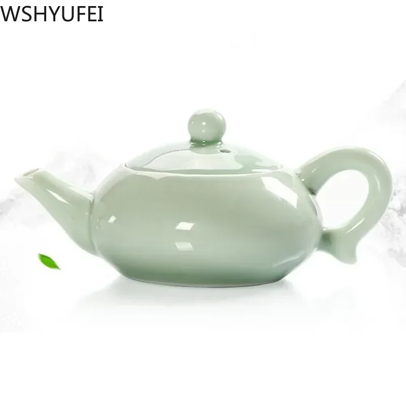 Longquan Celadon Fish Tea Set Ceramic Teapot Kettle Ceramic Tea Cup Fish Chinese Handmade Travel Tea Set Wine Set
