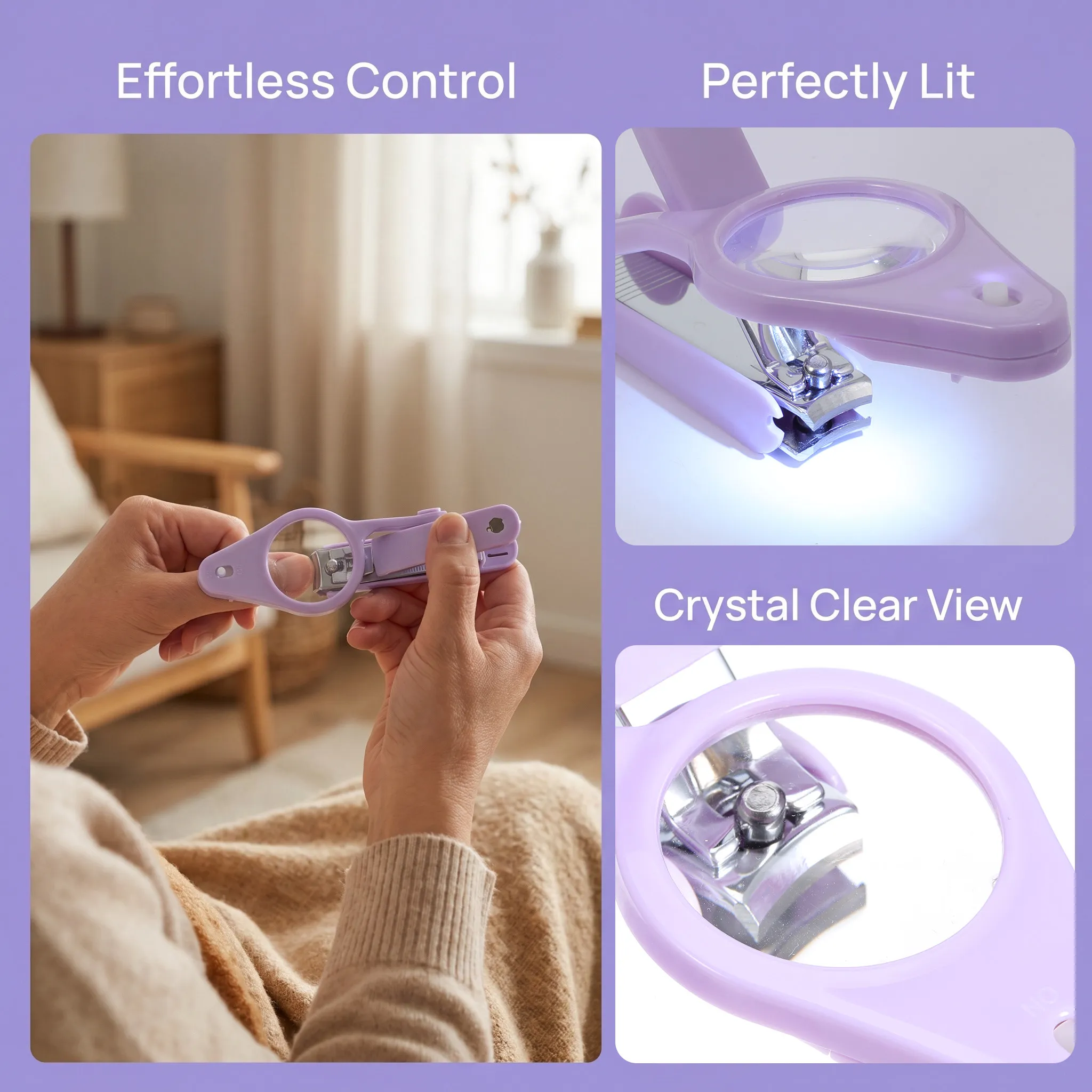 1Pcs LED Backlit Nail Clipper with Rotatable Magnifier Stainless Steel Heavy Duty Portable Nail Cutter for Fingernails Toenails
