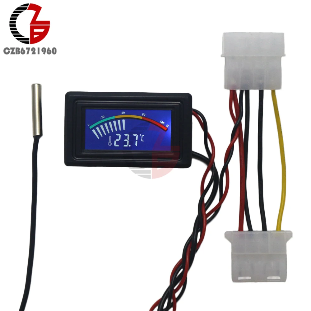 DC LCD Pointer Digital Thermometer Car Water Temperature Meter Gauge C/F NTC Sensor for Computer Case Air Conditioning Boilers