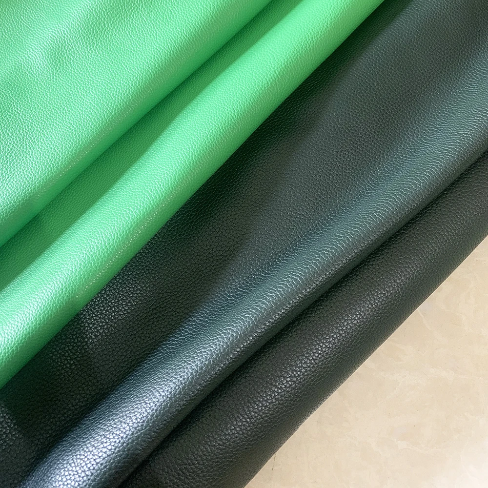 Leathercraft-Green Top Layer Cowhide Leather, Lychee Leather Fabric, DIY Manual Cut, Sewing Accessories