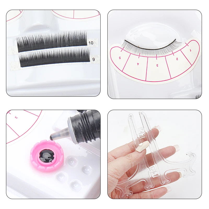 3 in 1 Practice Tray Lash Extension With Eyelashes palette Glue Gasket Lashes Holder Training Display makeup Supplies Kits