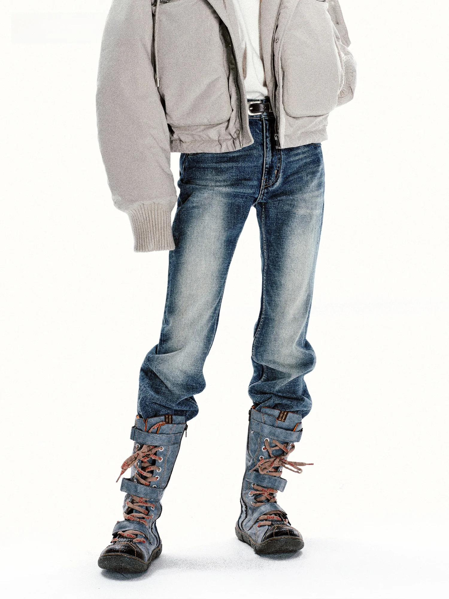

Classic Vermo Retro Multi-Layered Washed Slim Jeans Mid-Waist Denim Pants High Waist Low Waist Straight Leg Jeans