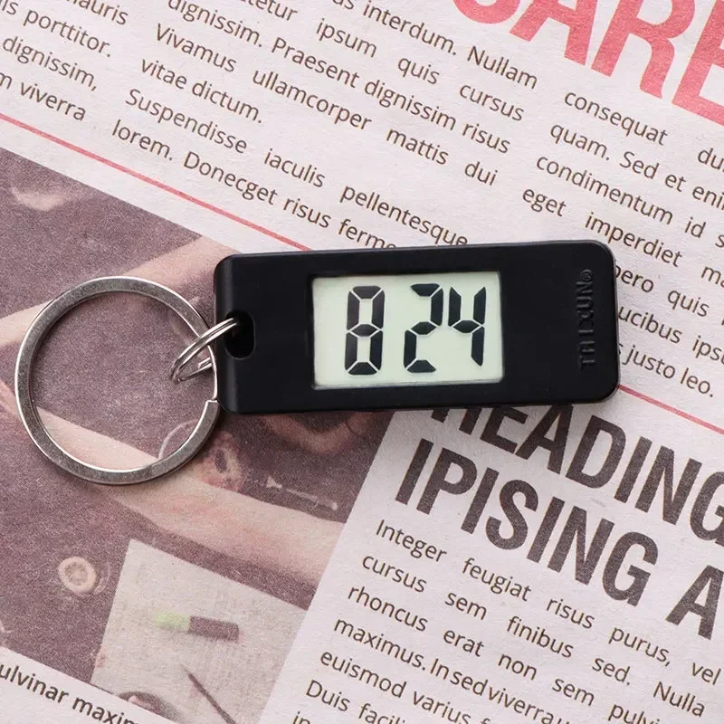 Mini Electronic Clock Keychain, Digital LED Time Display Student Elliptical Watch, Portable Wall Clock Keyring for Bag Backpack