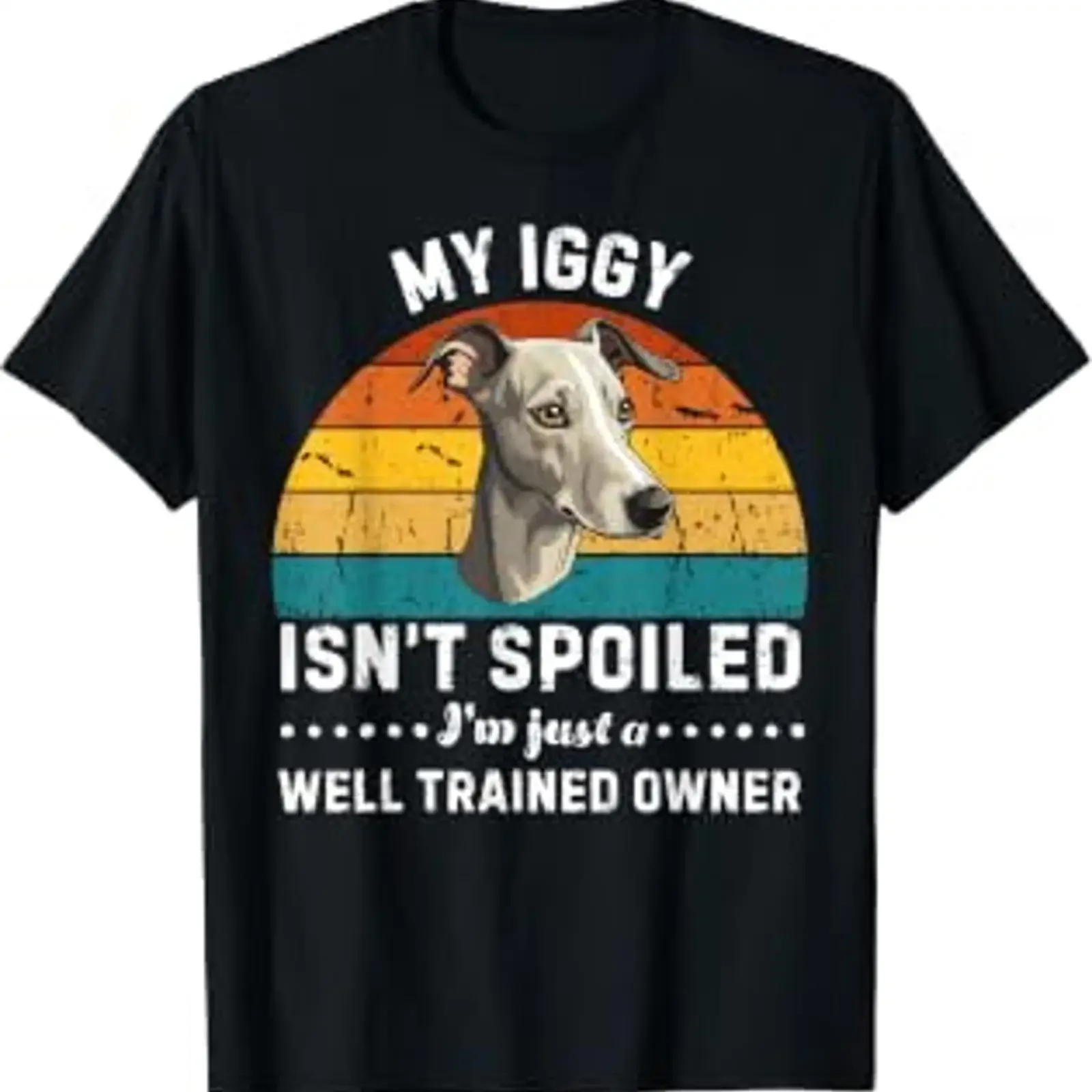 Funny Dog Design My Italian Greyhound Isn't Spoiled T Shirt vintage Washed Unisex Top For Everyday Wear designer clothes
