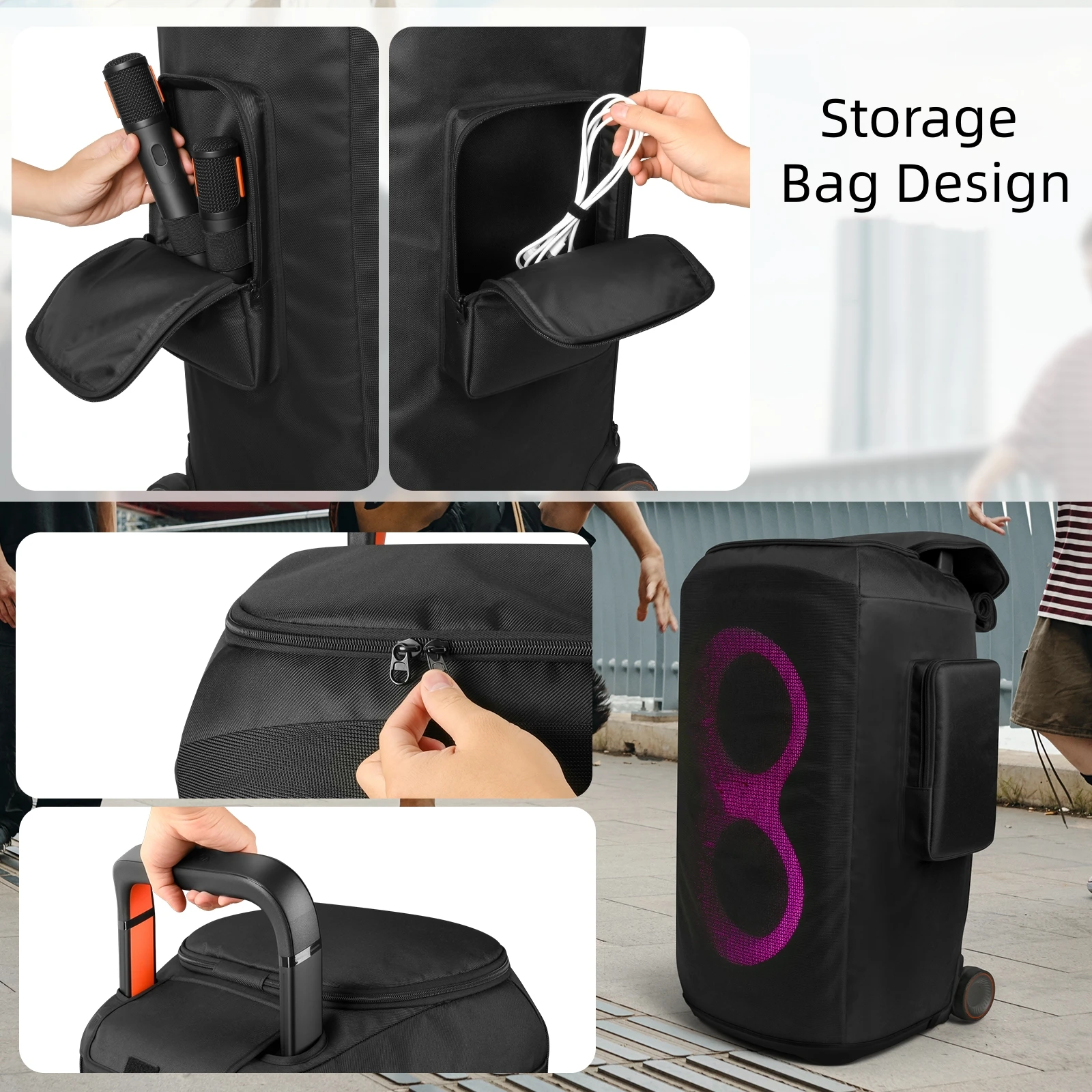

Mesh Full-Coverage Protective Sleeve for JBL PartyBox 520 Speaker Outdoor Party Dust Cover Black