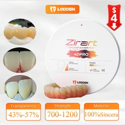 Lodden 4D PRO Multilayer Zirconia Blocks Dental Lab CAD CAM Milling Material 43%-57% Translucency 700-1200MPa Strength VITA16&BL