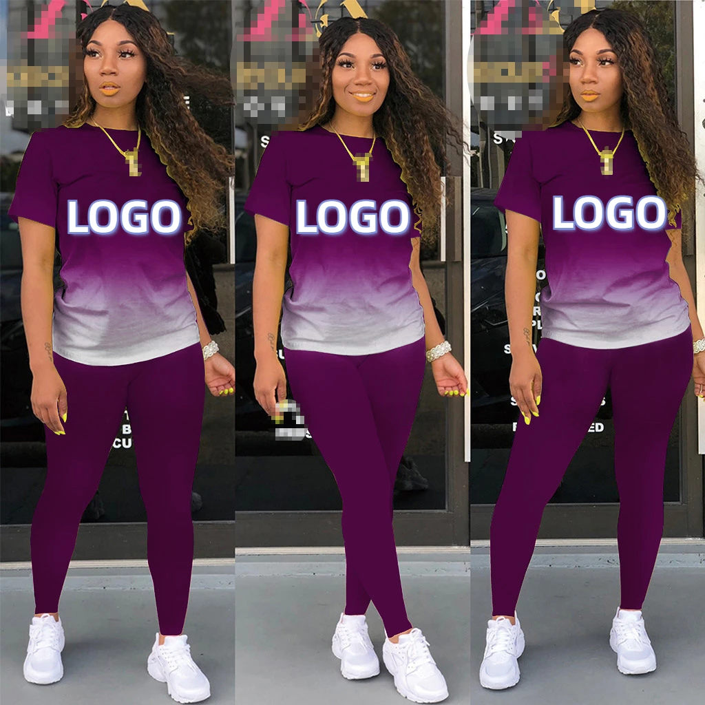 Custom Logo 2 Piece Sets Womens Outfit Women Pant Suits Wholesale Tracksuit Female Summer Clothes Fashion Casual Sportawear