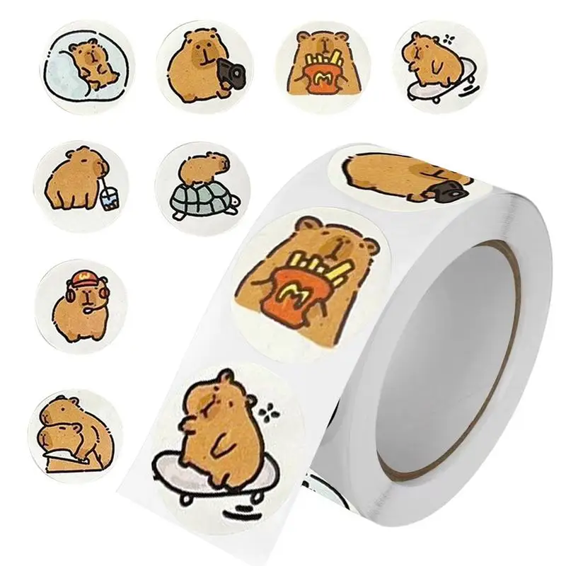 

1roll Cute Capybara Sticker Cartoon Anime Graffiti Aesthetic Decorative Luggage Laptop Cup Phone Book Kids Stickers Toy