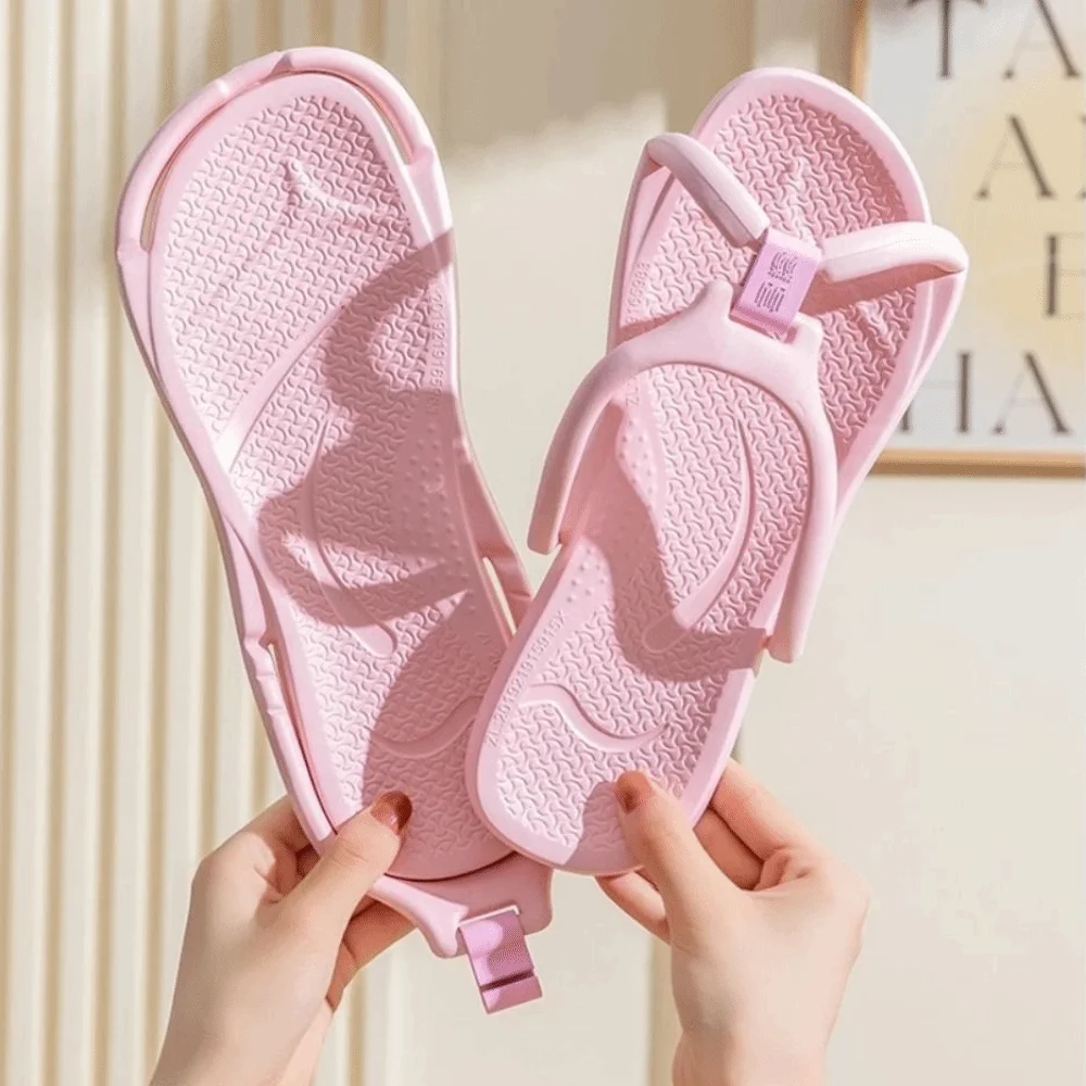 

Flip Flops Portable Women Folding Slippers Soft Slides Flat Heels Travel Sandals Non-slip Comfortable EVA Shoes Hotels