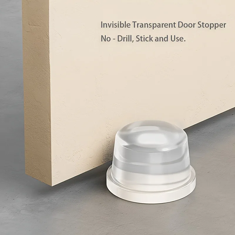 3/5pcs No - Drill Transparent Door Stoppers - Strong Adhesive,Peel and Stick, High - Elastic Silicone for Silent Anti Collision