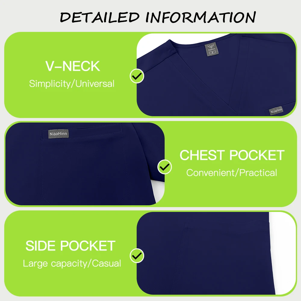 Medical Nurse Surgical Uniform Woman Man Scrub Set Beauty Salon Workwear Nursing Clinical Scrubs Top+Pant Lab Spa Doctor Clothes view 5