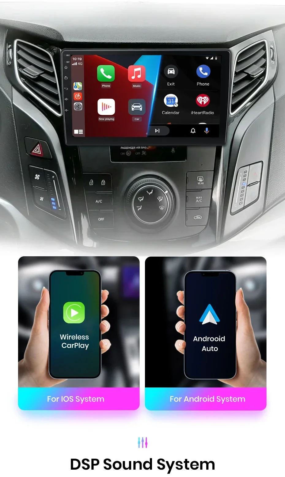 Junsun drahtloses Carplay Android Autoradio für Hyundai i40 2012-2015 2015 Auto intelligente Systeme rds bt dsp 2 din Autoradio – Detail 10