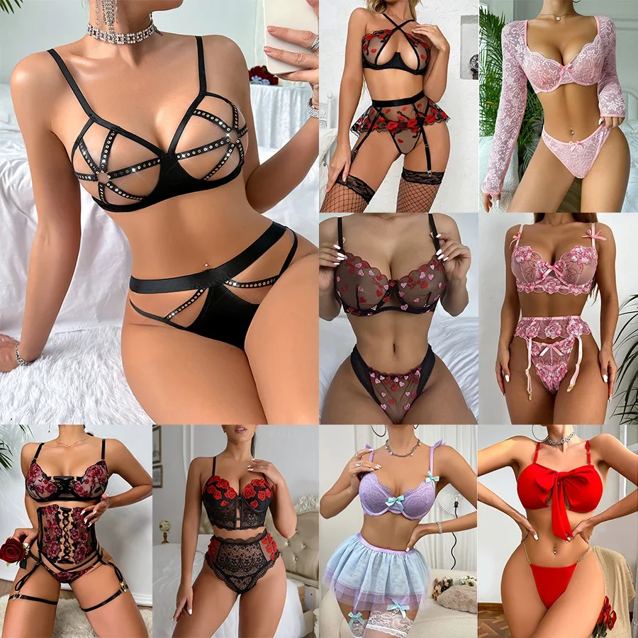 

2025 комплект одежды для сна на день Святого Валентина, комбинированные комбинезоны, тонкие интимные эротические сетчатые комбинезоны на бретелях, женские боди, сексуальные комплекты нижнего белья