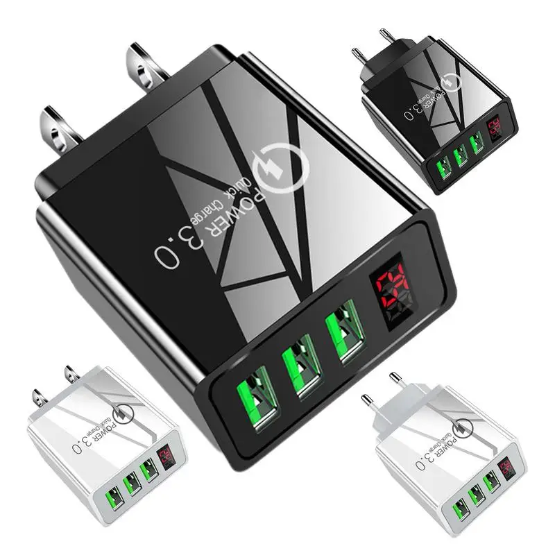 Wieloportowa ładowarka ścienna szybka ładowarka kostka ładująca USB z cyfrowym wyświetlaczem szybkie ładowanie klocków PD 3.0