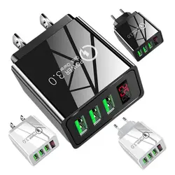Multiple Port Wall Charger Quick Charger USB Charging Cube With Digital Display Fast Charging Block PD 3.0 Wall Chargers For