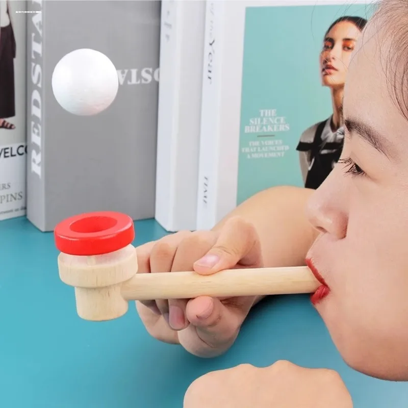 Soplador de bolas de suspensión de madera explosiva para adultos, rompecabezas de educación temprana para niños, juegos para padres e hijos, juguetes de entrenamiento con capacidad pulmonar, 1 ud.