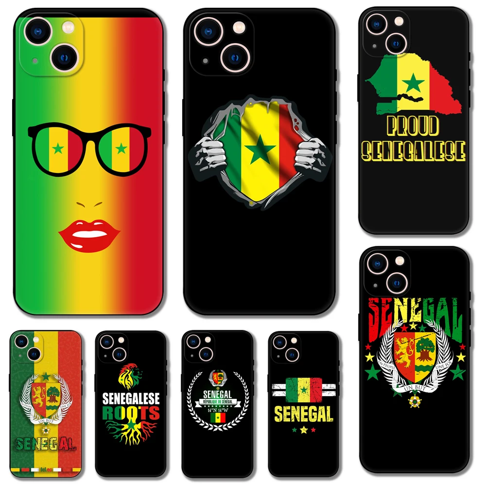 Senegal passport flag map，phone case for iphone，14 2020se 6s 7 8 plus x 10 XR XS 11 12 13 mini pro MAX black soft tpu back cover