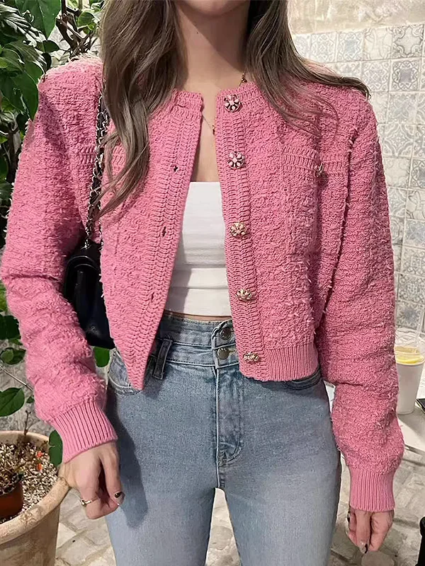 

Faionable Трикотажный ор Све Long Sve круглый Ne Свитер Осень Зима Design Sense Single Button ort Sle Трикотаж...