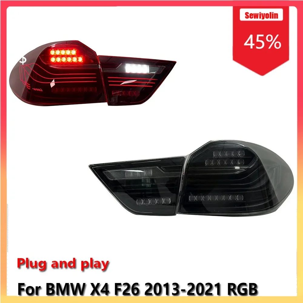 

Car LED Tail Light Assemblies For BMW X4 F26 2013-2021 RGB Auto Fog DRL Brake Turn Signal Lamp Plug and Play