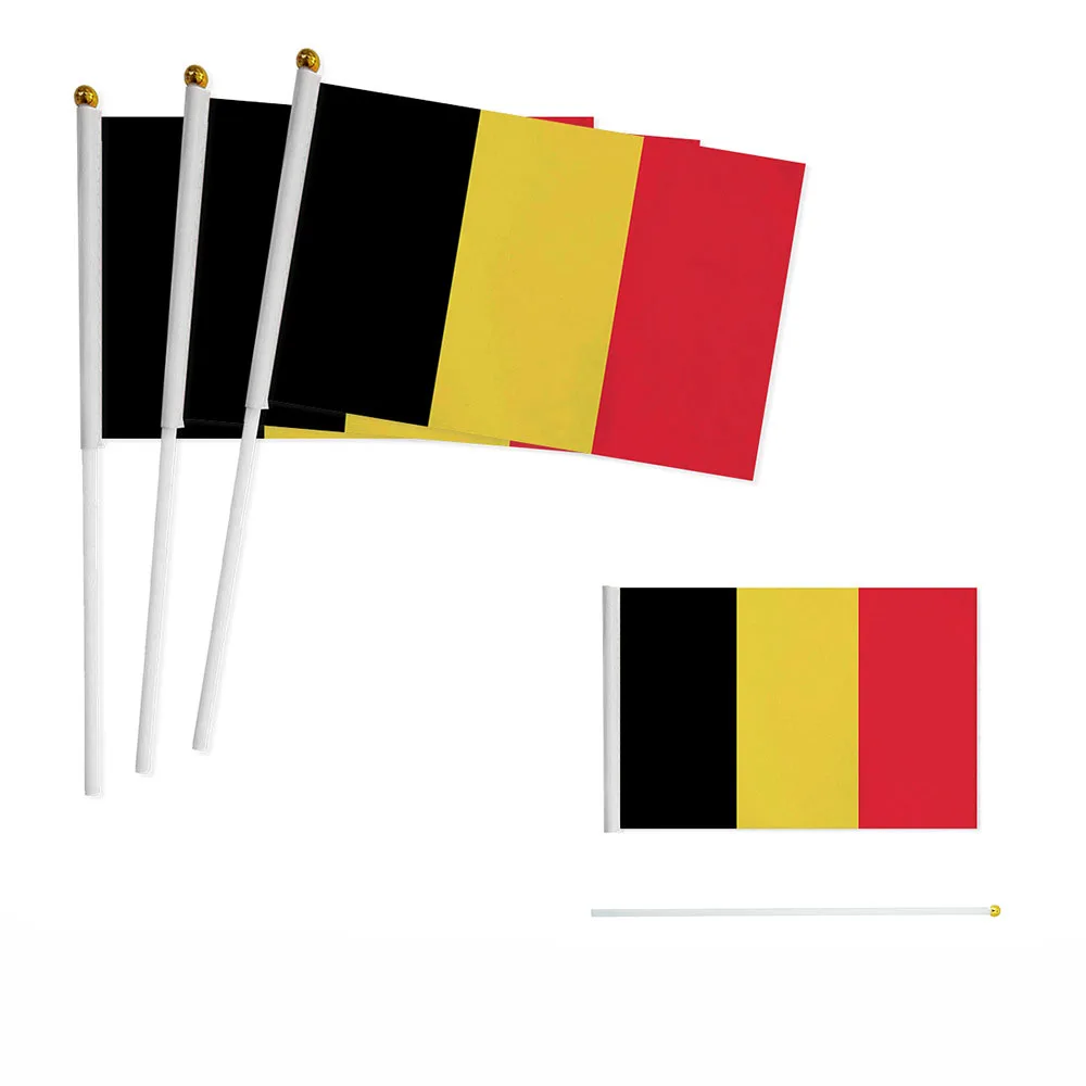 Z-ONE FLAG 100pcs Belgium Hand Flag 14*21cm Belgium Belgian National Flag Hand Held Waving Small Flag Indoor Outdoor Home Decor