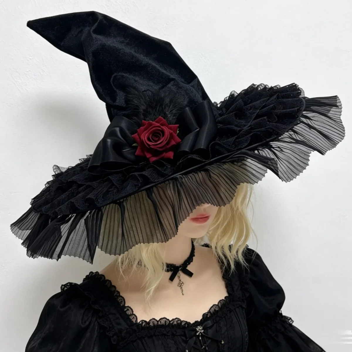 Halloween witch hat witch hat goth dark dress up cosplay spire witch hat head accessories