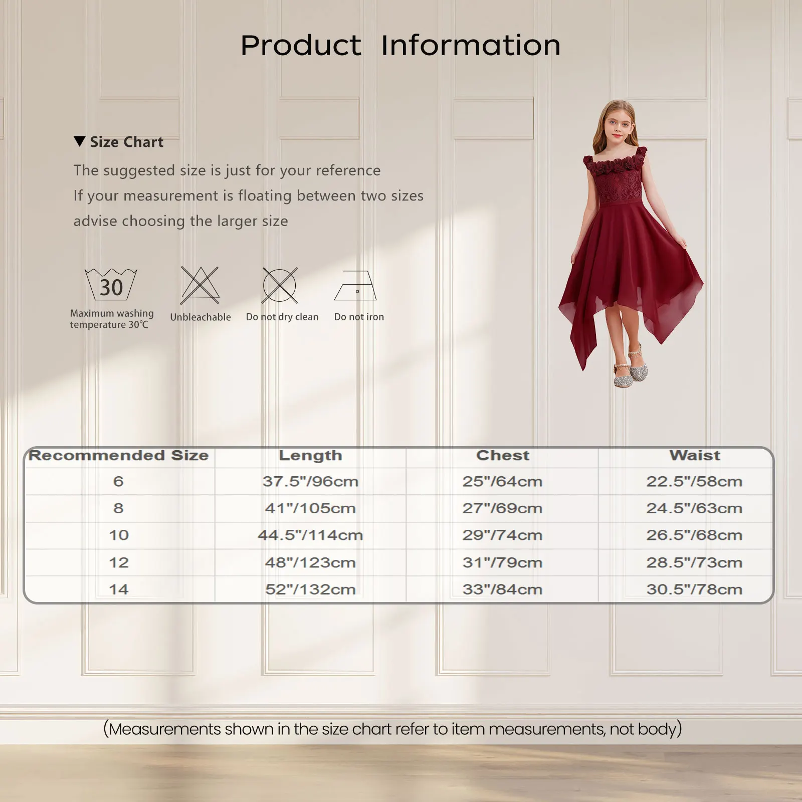 

Girls Elegant Chiffion Princess Dress Sleeveless Applique Embroidery Party Irregular Dress for Wedding Bridesmaid Birthday