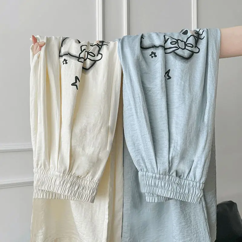 Sanrio Hello Kitty Pantaloni del pigiama da donna Kawaii Cartoon Primavera Autunno Pantaloni da notte Pantaloni da notte larghi Homewear Nuovi prodotti