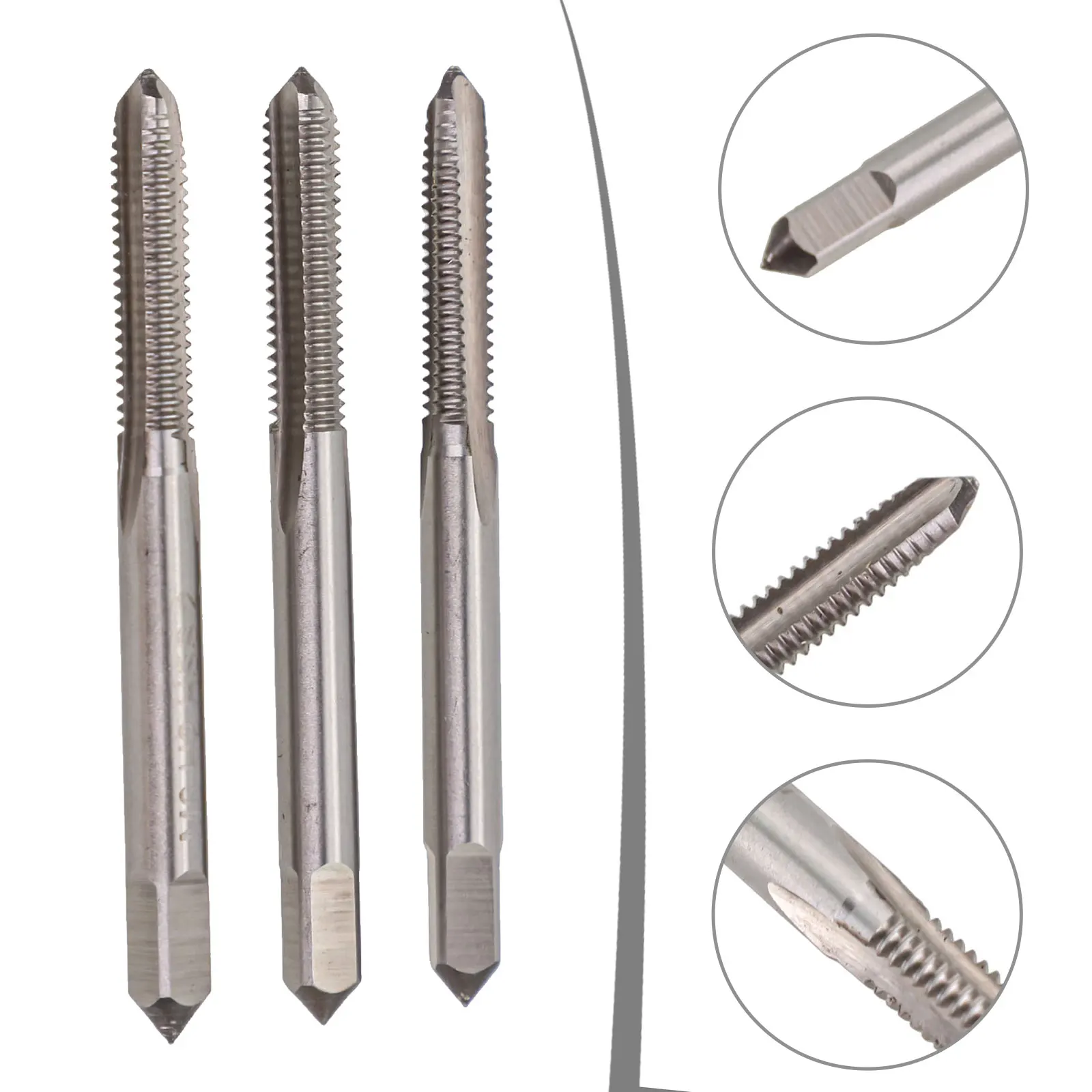 

3pcs Metric Taper/Plug/Bottom Tap Set Right Hand Tap M6x1 3 Flutes High Speed Steel Tapping Tool Kit Uncoated Thread Taps