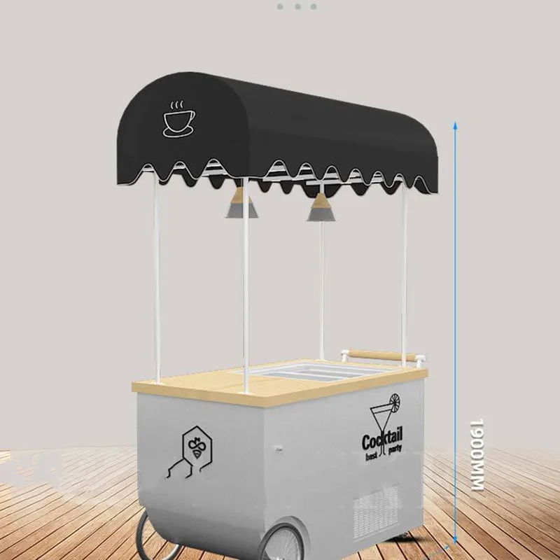 تصميم عربة الآيس كريم الفريزر المتنقلة مع عجلات المعجنات برودة كعكة مبرد عرض خزانة البيرة المشروبات الثلاجة الفريزر
