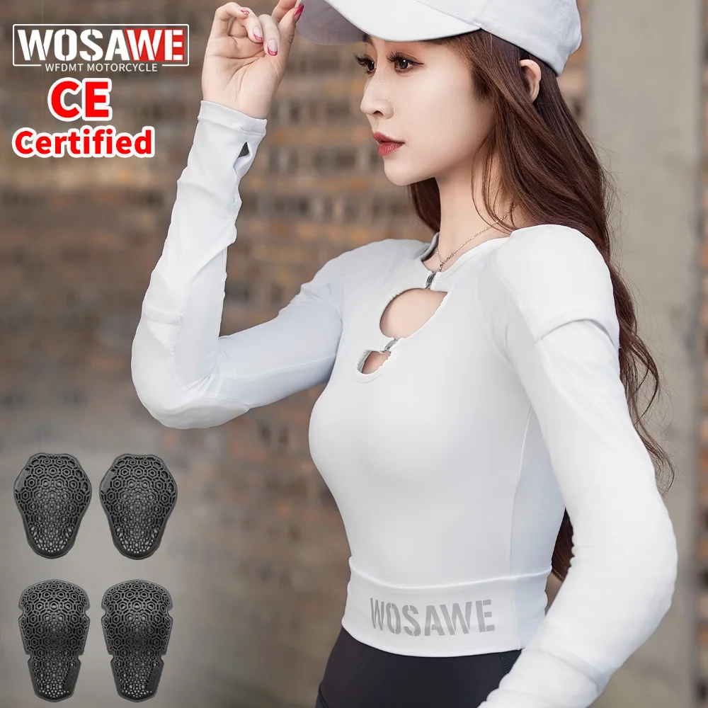 

WOSAWE Women Motorcycle Jacket Motocross Body Armor Shirts Motorbike Cropped Jacket with Removable CE Protector Training Clothes