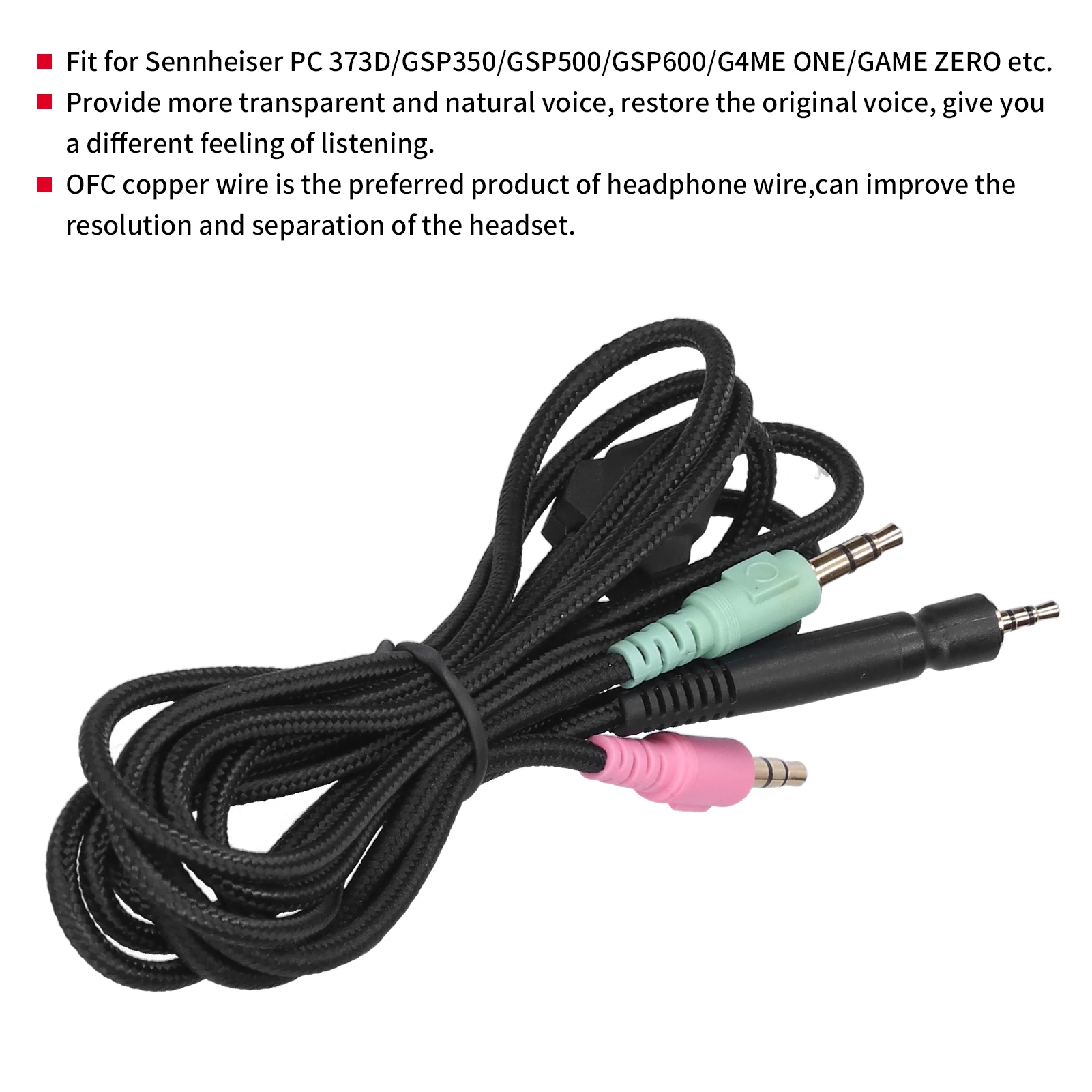 Game Headphone Cable Audio Cable Fit for Sennheiser G4ME ONE/GAME ZERO/PC 373D/ GSP350 PC Audio Cable Audio Aux Cable