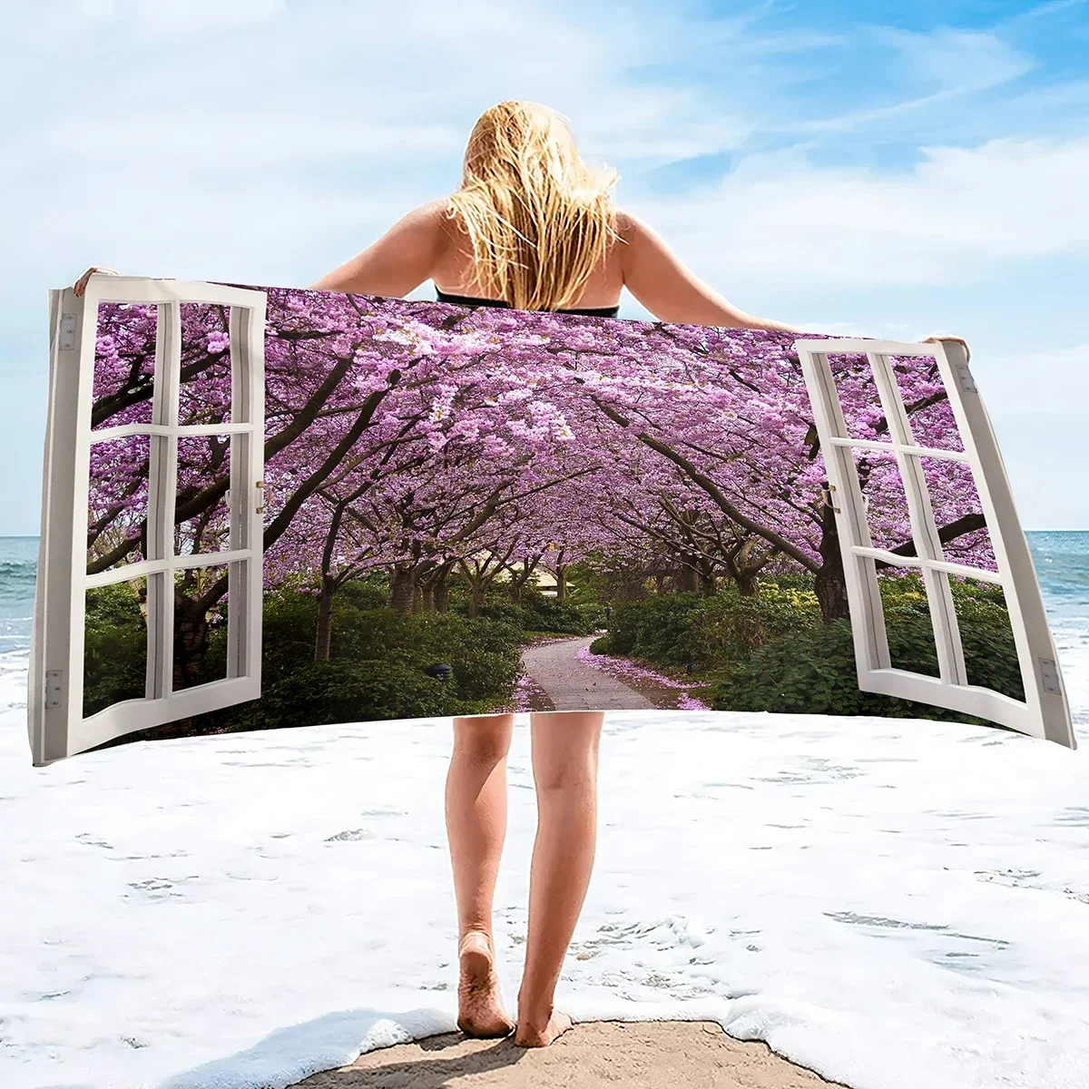 Scenery Outside the Window Extra Large Microfiber Sand Free Towels for Adult Quick Dry Travel Camping Beach Accessories Vacation