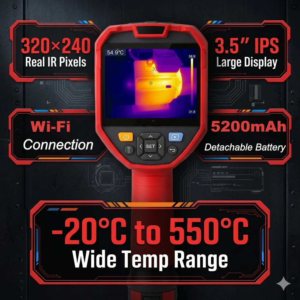 UNI-T UTi730E Thermal Camera 320x240 WiFi UT-M17 Battery -20~550C Infrared Imager Industrial Electrical Building Inspection