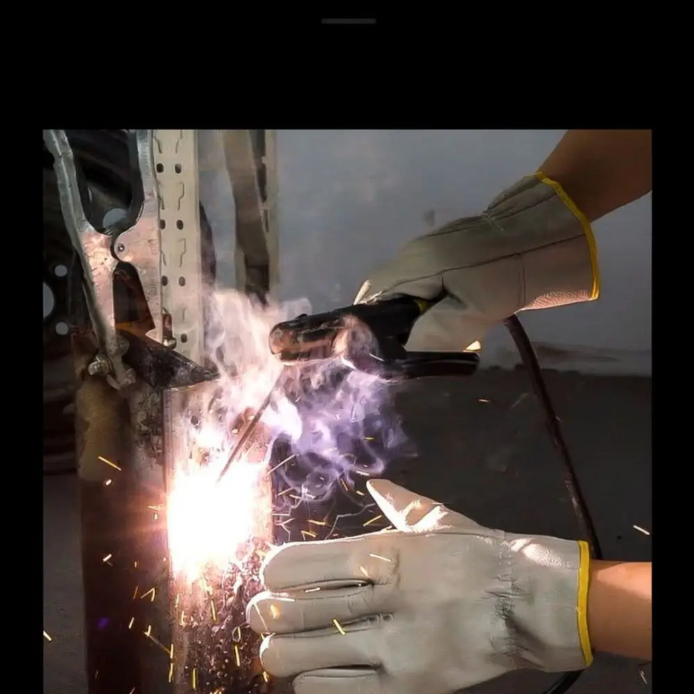 Cowhide Leather Safety Gloves Short Style Welding Protection For Mig Tig Soldering Metal Fabrication