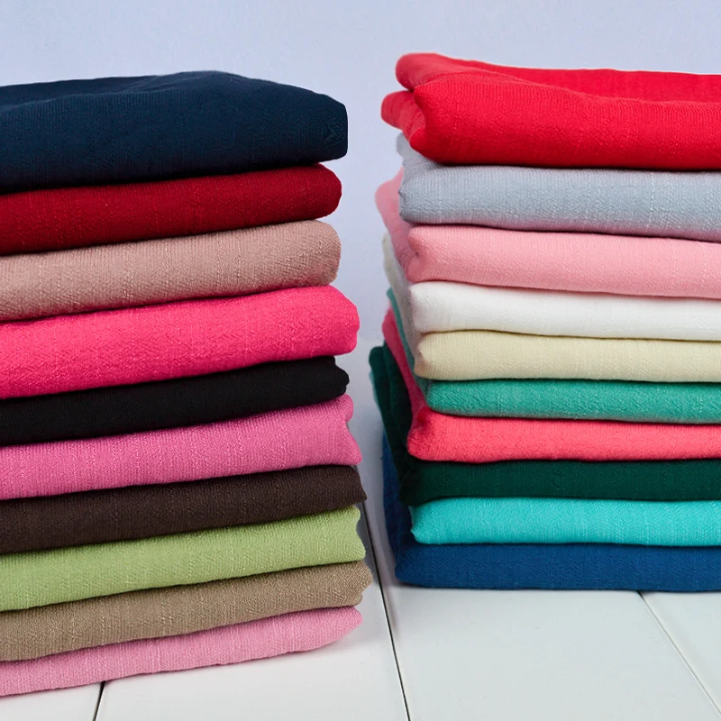 50x150cm Solid Color Soft Slub Cotton Fabric for Sewing Dress Robes Clothing Summer Thin Linen Fabric by half meter