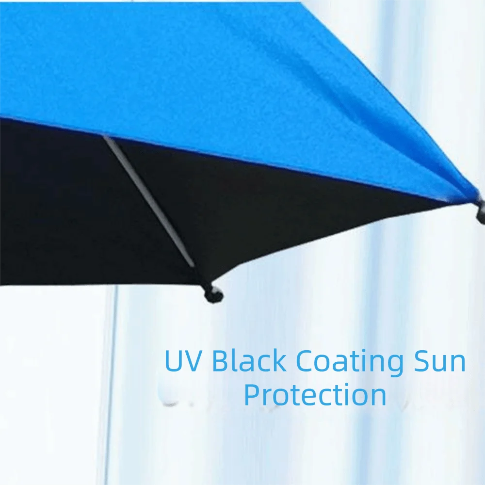 

Adjustable 360° Clamp-on Umbrella UV black vinyl coating Portable Beach Chair Umbrella Lightweight Large Camping Chair Umbrellas