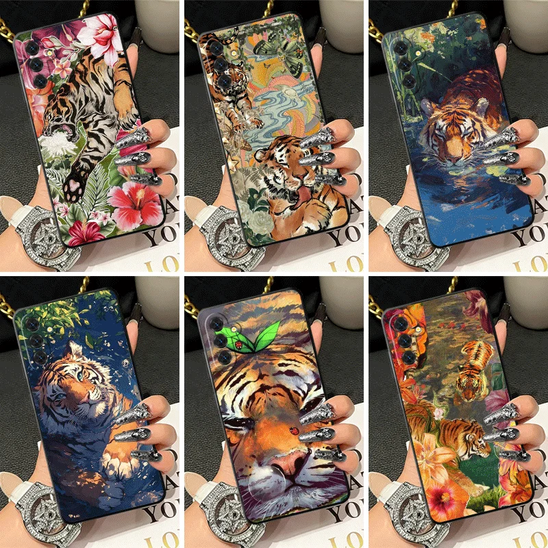 Soft Silicone Phone Case for Samsung A17 A16 A15 A14 A13 Superior Tiger Pattern Art Shell A57 A56 A55 A54 A53 A37 A36 A27 A26 A3