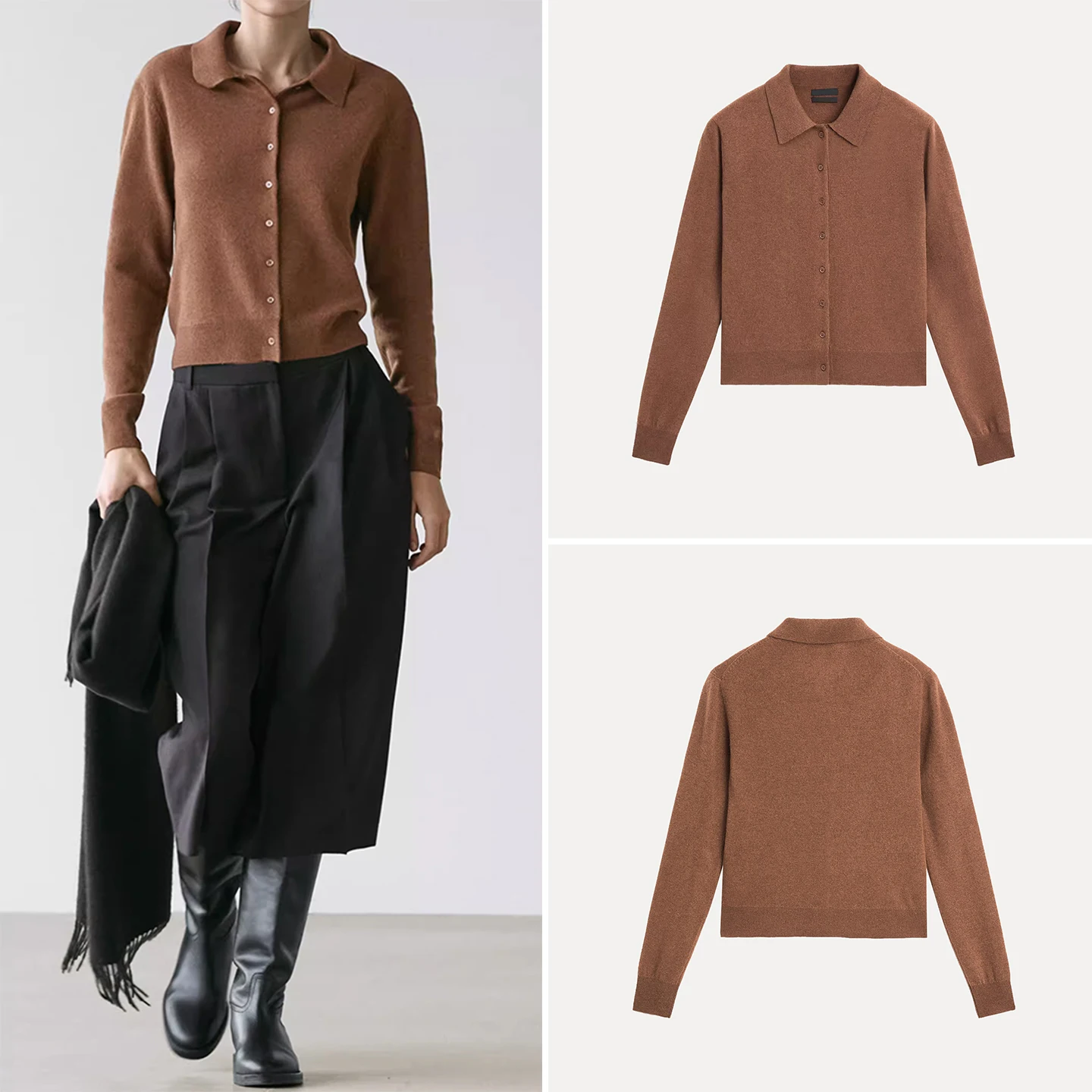 

Женский мягкий вязаный кардиган без застежки, весна 2026, повседневный, с длинными рукавами, стандартный крой, удобный трикотаж