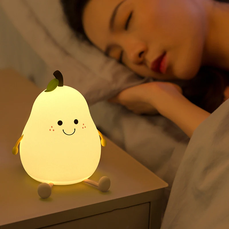 Night Light Pear-shaped Fruit Night Light Colorful Light Color Automatic Shut-off at 30 or 60 Minutes Timing for Children's Bed