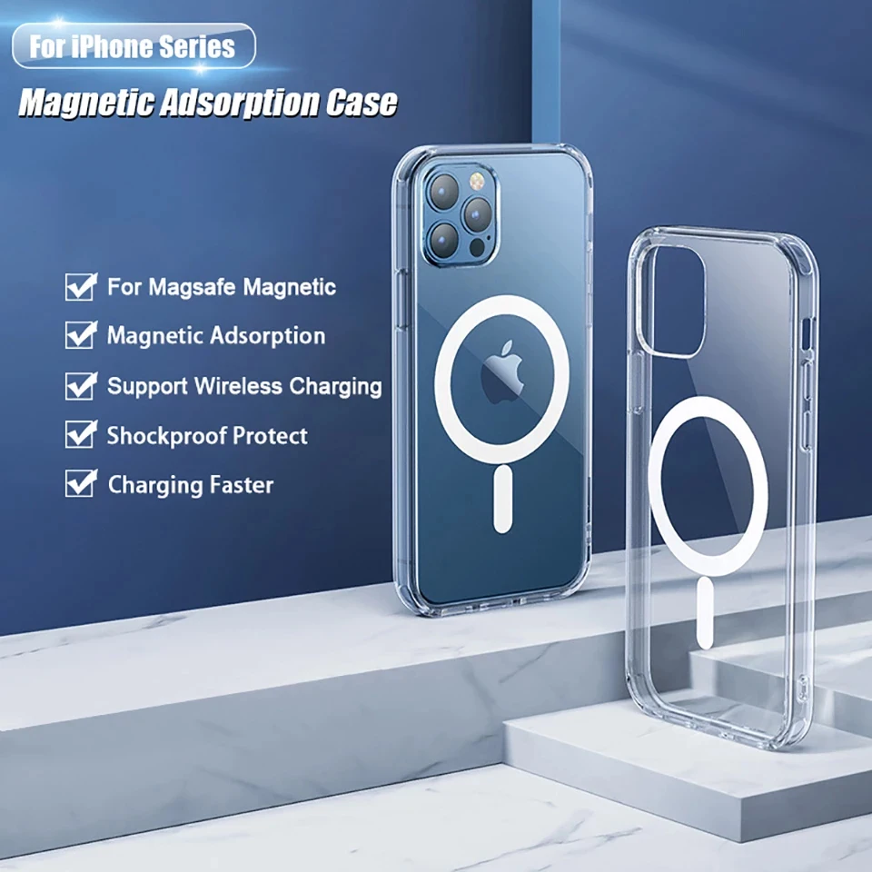 Original For Magsafe Magnetic Wallet Clear Case For iPhone 14 13 12 11 Pro Max Mini Leather Card Holder XS XR X 8 Plus SE Cases image 2