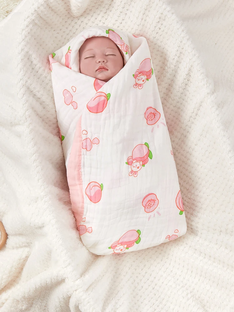 Baby blanket thickened 110X100cm pure cotton 6-layer newborn bath towel wrap blanket swaddle soft printed children\'s blanket