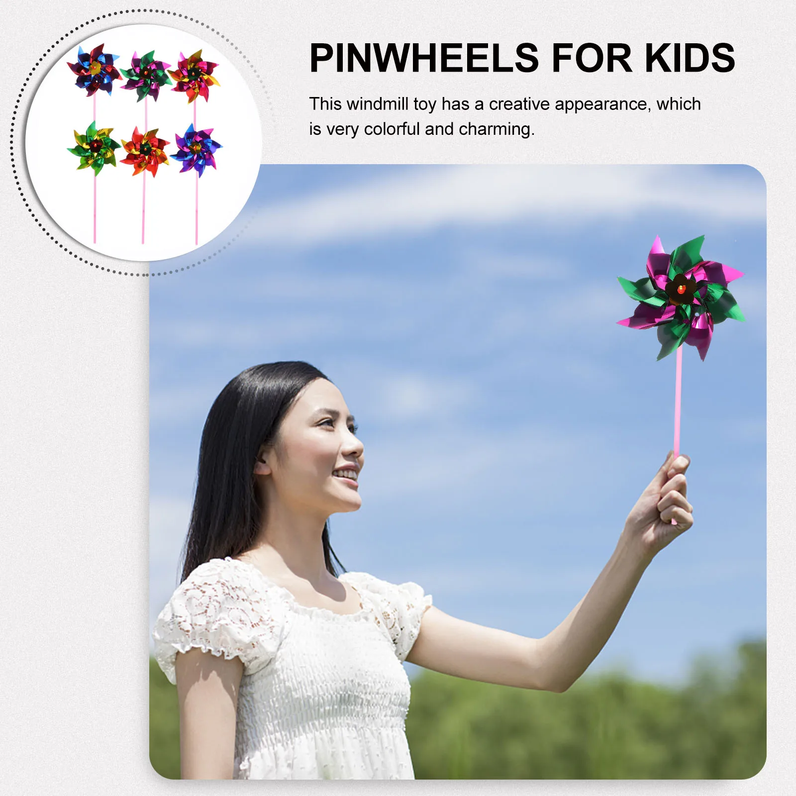 

40pcs Rainbow Windmill Colorful Plastic Pinwheels for Kids Toys Outdoor Spinning Garden Party Lawn Decoration DIY